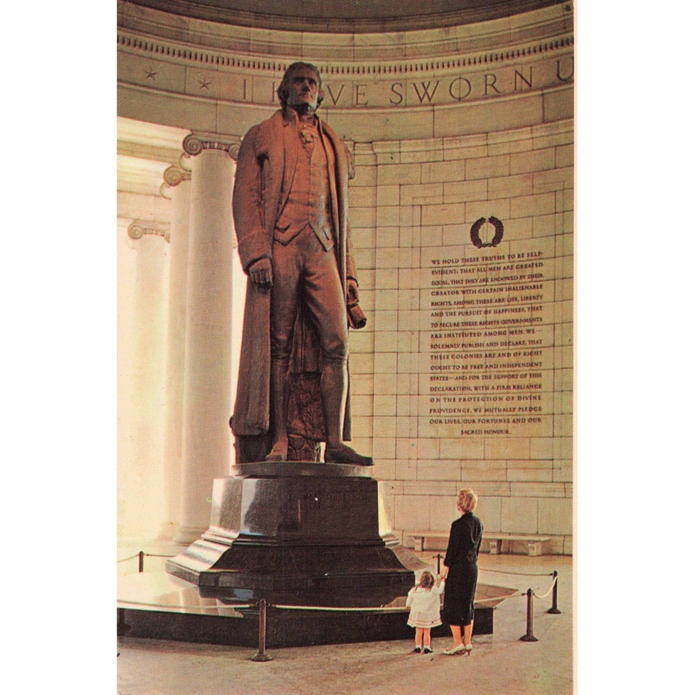 Vintage Thomas Jefferson Statue Jefferson Memorial Washington DC Postcard VG+